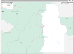 San Juan County, CO Wall Map Premium Style 2024